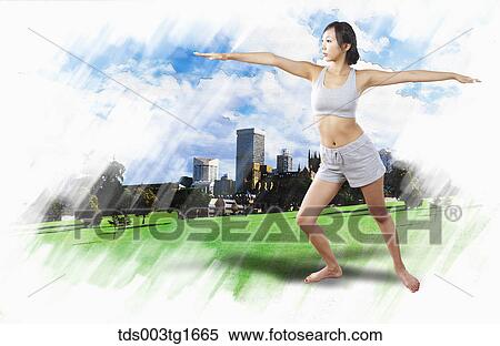 Stock Illustration - woman exercising yoga. Fotosearch