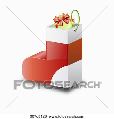 A christmas stocking with a gift in it View Large Illustration Stock Illustration - A christmas stocking with a gift in it. Fotosearch