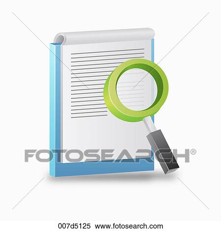 A piece of paper and a magnifying glass View Large Illustration Stock Illustration - A piece of paper and a magnifying glass. Fotosearch