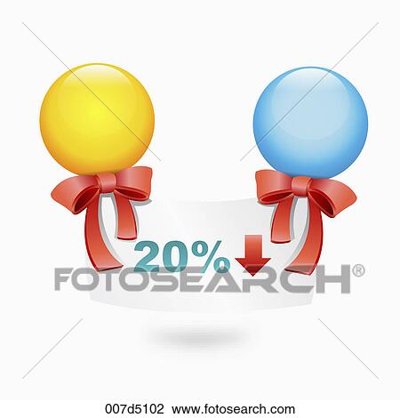 Balloons with sale sign View Large Illustration Drawing - Balloons with sale sign. Fotosearch