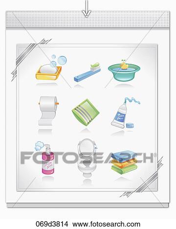 Stock Illustration - bathing goods icons. Fotosearch