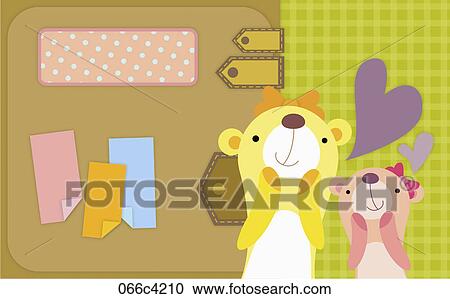 bears in illustrated backdrop View Large Illustration Clipart - bears in illustrated backdrop. Fotosearch