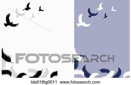 Clip Art - birds and feathers illust background. Fotosearch
