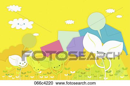 Clipart - buds in illustrated backdrop. Fotosearch