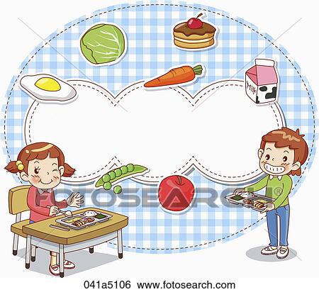children got school lunch View Large Illustration Stock Illustration - children got school lunch. Fotosearch