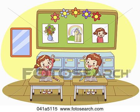 Stock Illustration - children in classroom. Fotosearch