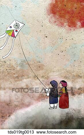 Drawing - chinese new year mood. Fotosearch