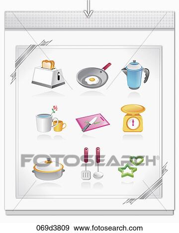 Stock Illustration - cook utensil icons. Fotosearch