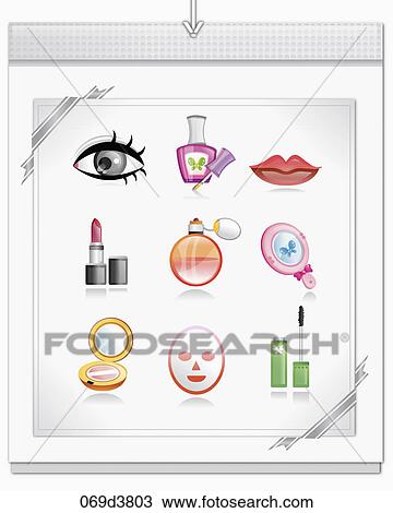 Drawing - cosmetic icons. Fotosearch