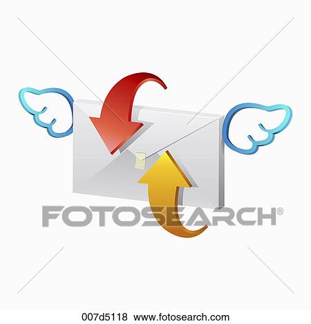 Envelope with wings View Large Illustration Stock Illustration - Envelope with wings. Fotosearch