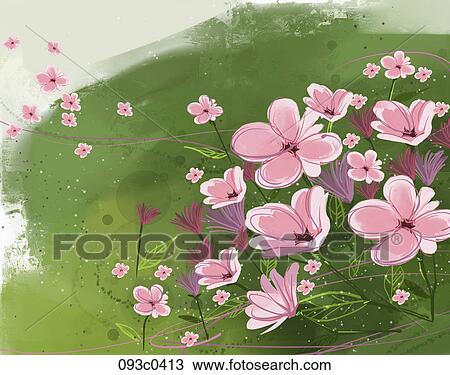 Drawing - flower blossoms. Fotosearch