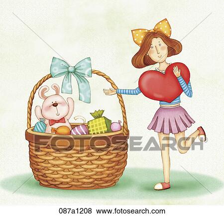 girl and present View Large Illustration Stock Illustration - girl and present. Fotosearch