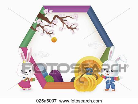 greeting about new year's day in lunar calendar View Large Illustration Stock Illustration - greeting about new year's day in lunar calendar. Fotosearch