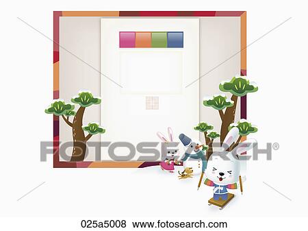 Stock Illustration - greeting about new year's day in lunar calendar. Fotosearch