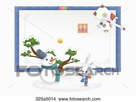 Stock Illustration - greeting about new year's day in lunar calendar. Fotosearch