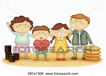 happy family View Large Illustration Stock Illustration - happy family. Fotosearch