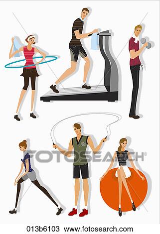 Drawing - health care exercise. Fotosearch