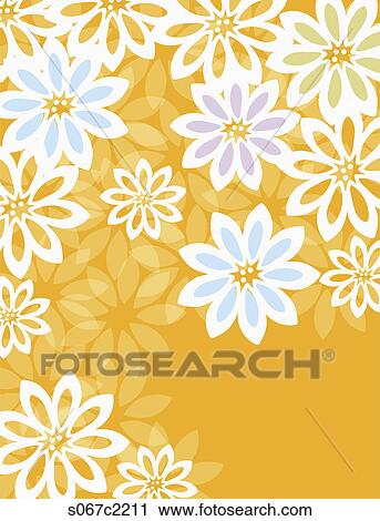 illustrated flower blossoms backdrop View Large Illustration Clip Art - illustrated flower blossoms backdrop. Fotosearch