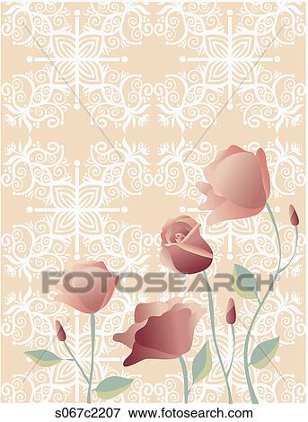Stock Illustration - illustrated flower blossoms backdrop. Fotosearch