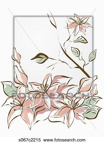 Stock Illustration - illustrated flower blossoms backdrop. Fotosearch