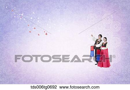 Drawing - Korean traditional mood background. Fotosearch
