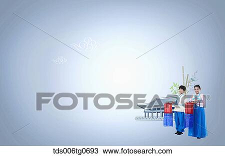 Korean traditional mood background View Large Illustration Drawing - Korean traditional mood background. Fotosearch