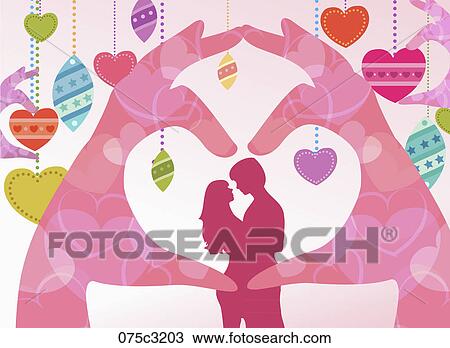 Drawing - love and lovers. Fotosearch