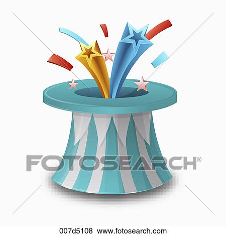Magician hat with stars View Large Illustration Stock Illustration - Magician hat with stars. Fotosearch