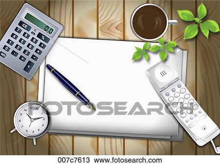 Office supplies View Large Illustration Drawing - Office supplies. Fotosearch