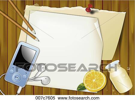 Pinboard and mp3 player View Large Illustration Stock Illustration - Pinboard and mp3 player. Fotosearch