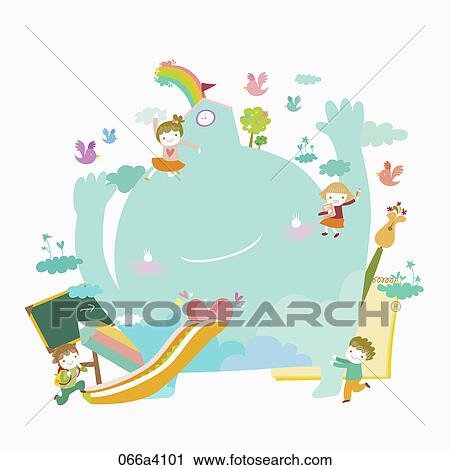 Clip Art - pleasant school children. Fotosearch