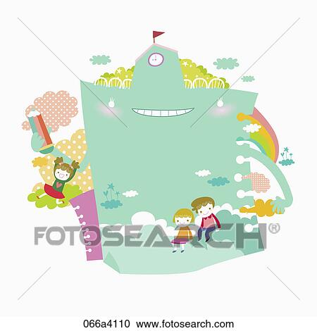 pleasant school children View Large Illustration Clipart - pleasant school children. Fotosearch