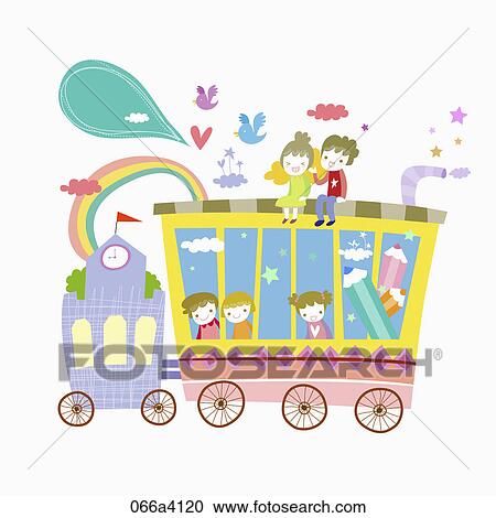pleasant school children View Large Illustration Clipart - pleasant school children. Fotosearch
