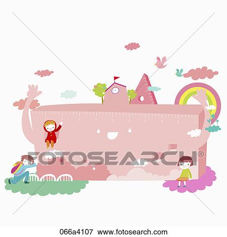 pleasant school children View Large Illustration Stock Illustration - pleasant school children. Fotosearch