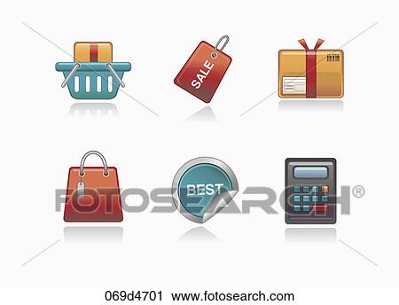 sale and shopping icons View Large Illustration Clip Art - sale and shopping icons. Fotosearch
