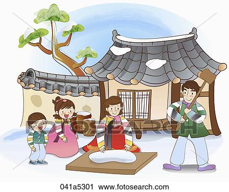 scene of Korean traditional holidays View Large Illustration Clip Art - scene of Korean traditional holidays. Fotosearch