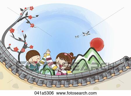 Stock Illustration - scene of Korean traditional holidays. Fotosearch