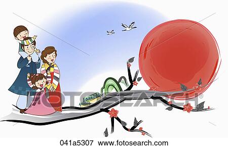 Stock Illustration - scene of Korean traditional holidays. Fotosearch