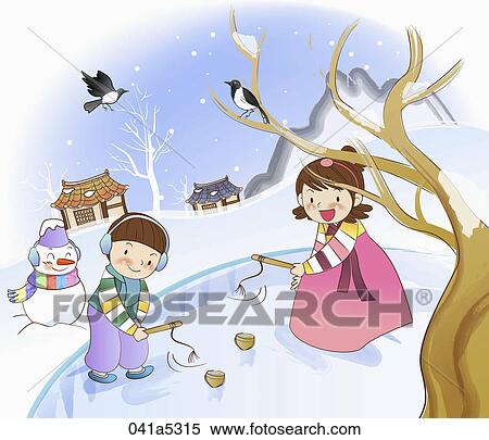 scene of Korean traditional holidays View Large Illustration Stock Illustration - scene of Korean traditional holidays. Fotosearch