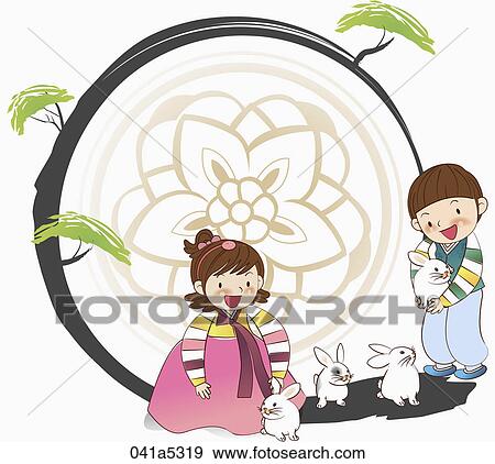 Stock Illustration - scene of Korean traditional holidays. Fotosearch