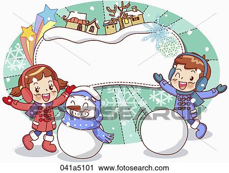 school children in snowy weather View Large Illustration Clip Art - school children in snowy weather. Fotosearch