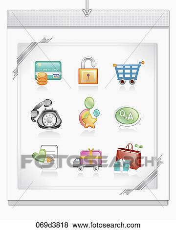 shopping mall icons View Large Illustration Stock Illustration - shopping mall icons. Fotosearch
