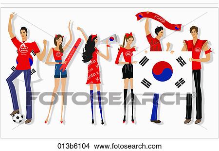 Stock Illustration - supporters in red wear. Fotosearch
