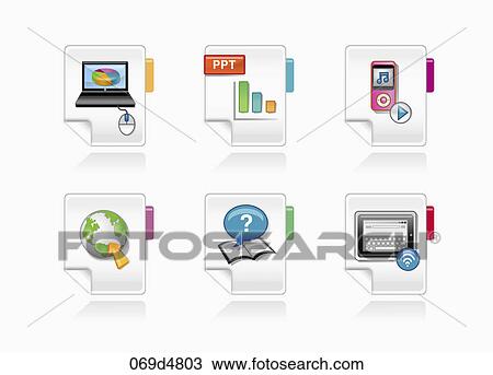 Drawing - various digital device icons. Fotosearch