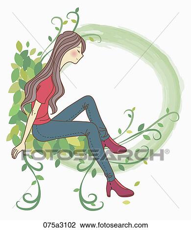 young lady's life style View Large Illustration Drawing - young lady's life style. Fotosearch