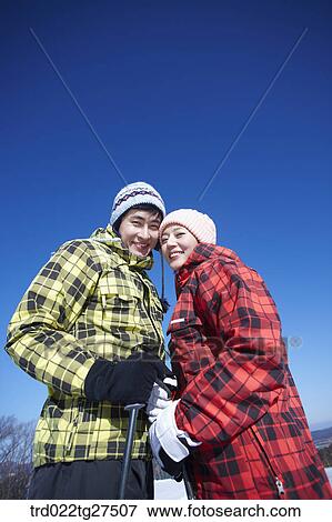 cordial couple in ski resort View Large Photo Image Stock Photo - cordial couple in ski resort. Fotosearch