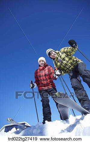 couple have a great time in ski resort View Large Photo Image Stock Photo - couple have a great time in ski resort. Fotosearch