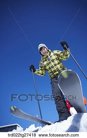 smile man is skiing View Large Photo Image Stock Photo - smile man is skiing . Fotosearch