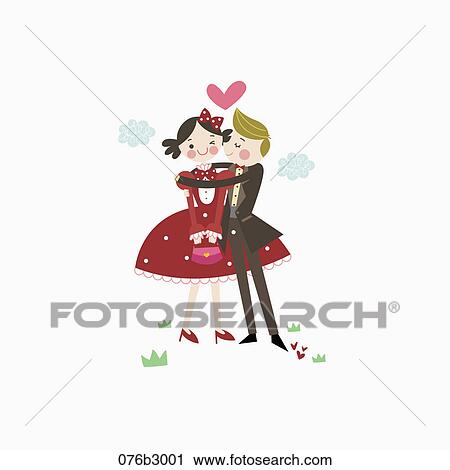 Stock Image - icons of guy kissing his loving girl friend. Fotosearch