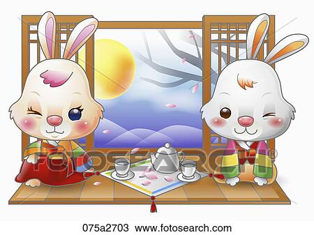 Illustration of Korean traditional rabbit's year in lunar calendar View Large Photo Image Stock Image - Illustration of Korean traditional rabbit's year in lunar calendar. Fotosearch